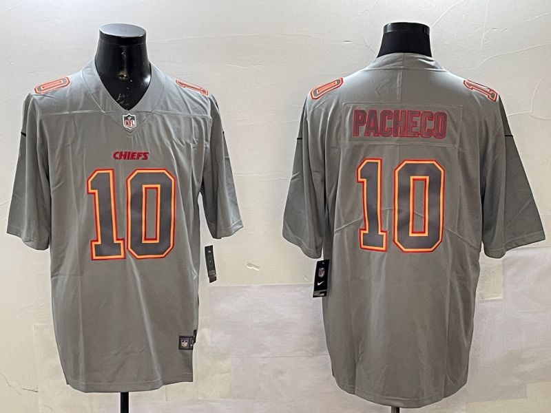 Men Kansas City Chiefs #10 Pacheco Grey 2025 Nike Vapor Limited NFL Jersey style 210